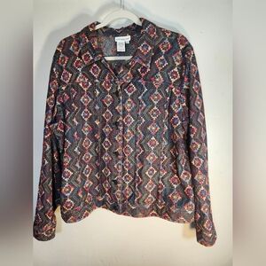 Coldwater Creek Multicolor Embroidered Jacket Sz XL